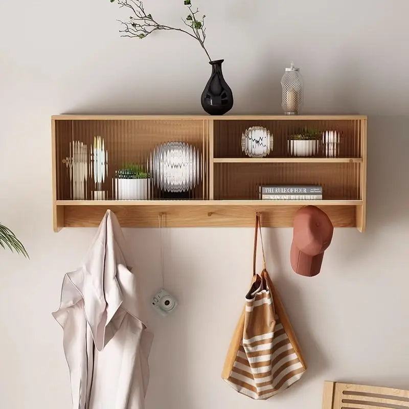 Afralia™ Retro Solid Wood Wall Mounted Kitchen Storage Cabinet