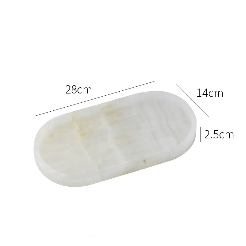 Afralia™ Calacatta Marble Vanity Tray for Perfume Candles Jewelry Luxury Home Decor