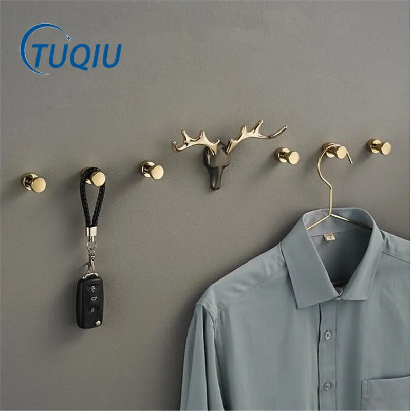 Afralia™ Brass Wall Mount Robe Hooks for Bathroom and Door - Towel, Hat, Coat Holder