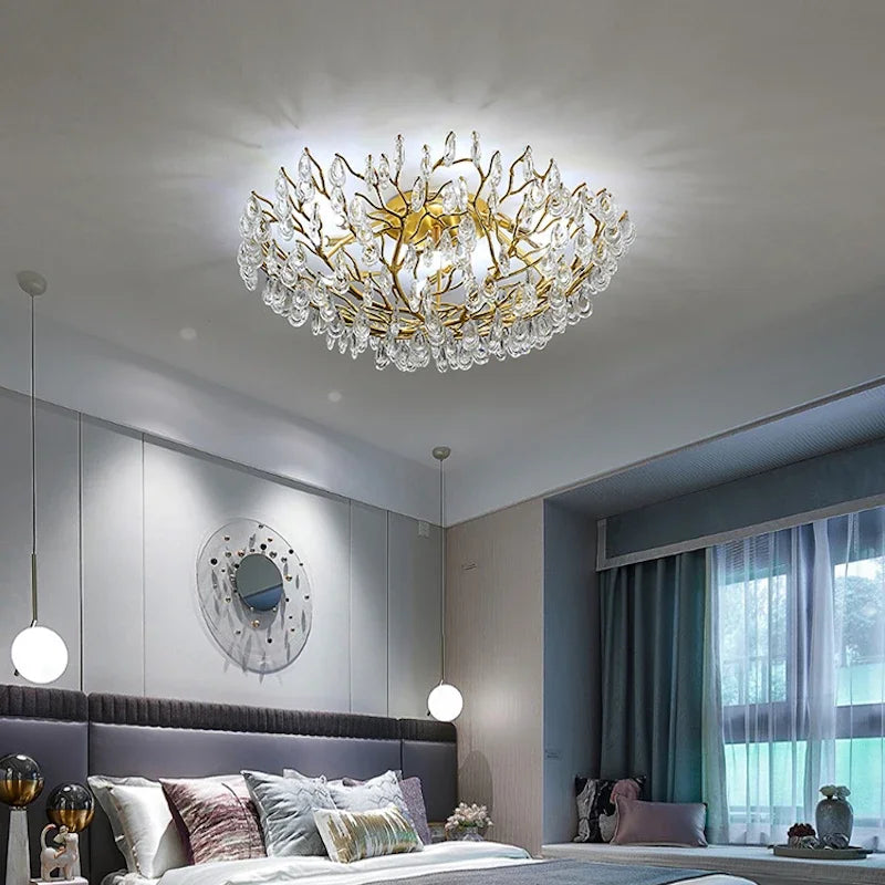 Afralia™ Modern LED Crystal Chandelier for Living Room Dining Bedroom Ceiling Light