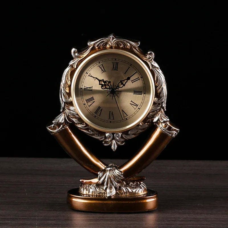 Afralia™ Retro Resin Table Clock - Classic Desk Timepiece for Home & Living Room