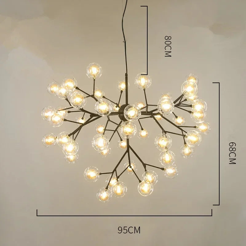 Afralia™ Heracleum Firefly Glass Round Ball Chandelier - Luxury Staircase Dining Room Lighting