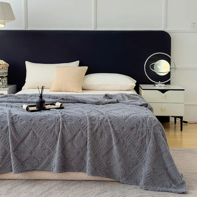 Afralia™ Taffeta Velvet Jacquard Coral Fleece Blanket: Warm, Skin-Friendly, Multi-Functional Sofa Cover