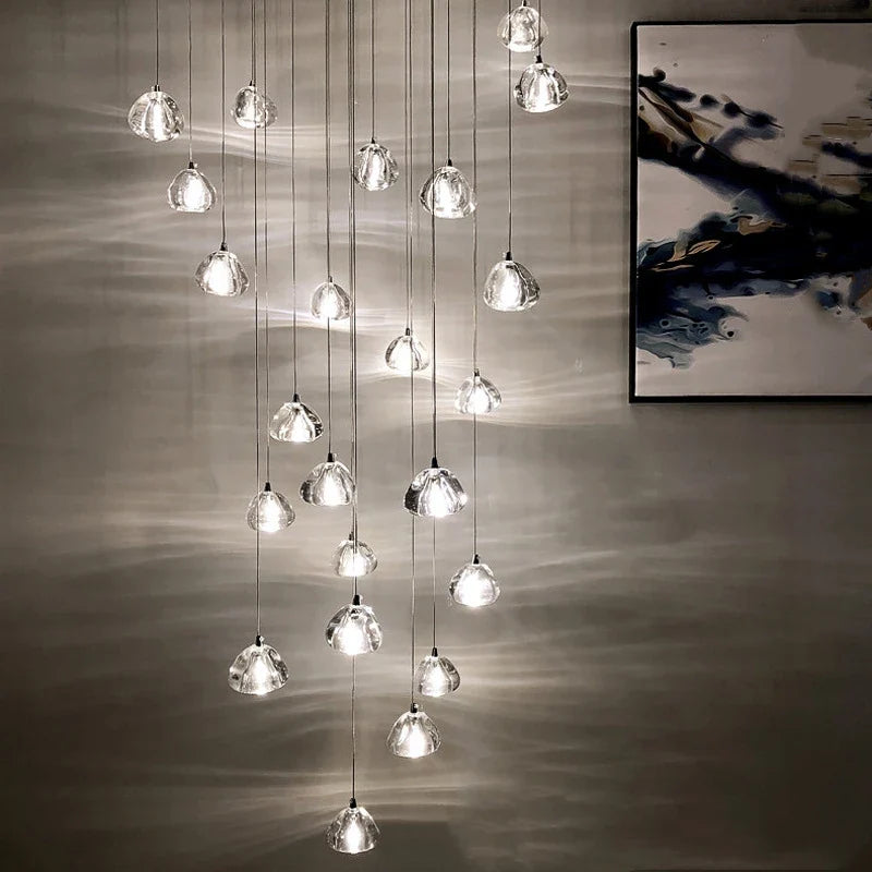 Afralia™ Peach LED Ceiling Chandeliers: Bedroom Living Room Staircase Crystal Pendant Lighting