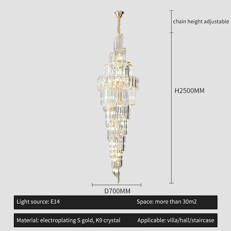 Afralia™ Spiral Staircase Chandelier: Luxury Postmodern Loft Light for Hotel, Villa, KTV