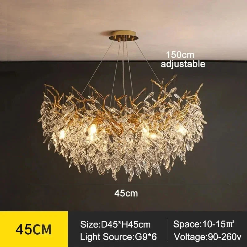 Afralia™ Crystal Branches Ceiling Chandelier LED Pendant Lights for Living Dining Bedroom
