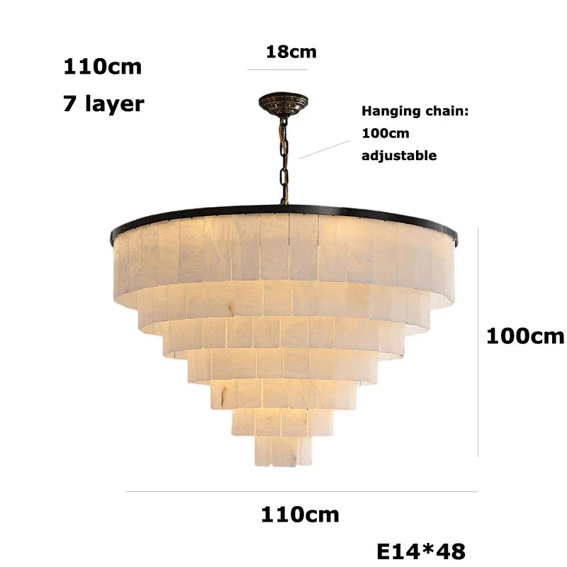 Afralia™ Black Gold Marble Chandelier Suspension Lamp for Foyer and Dining Room