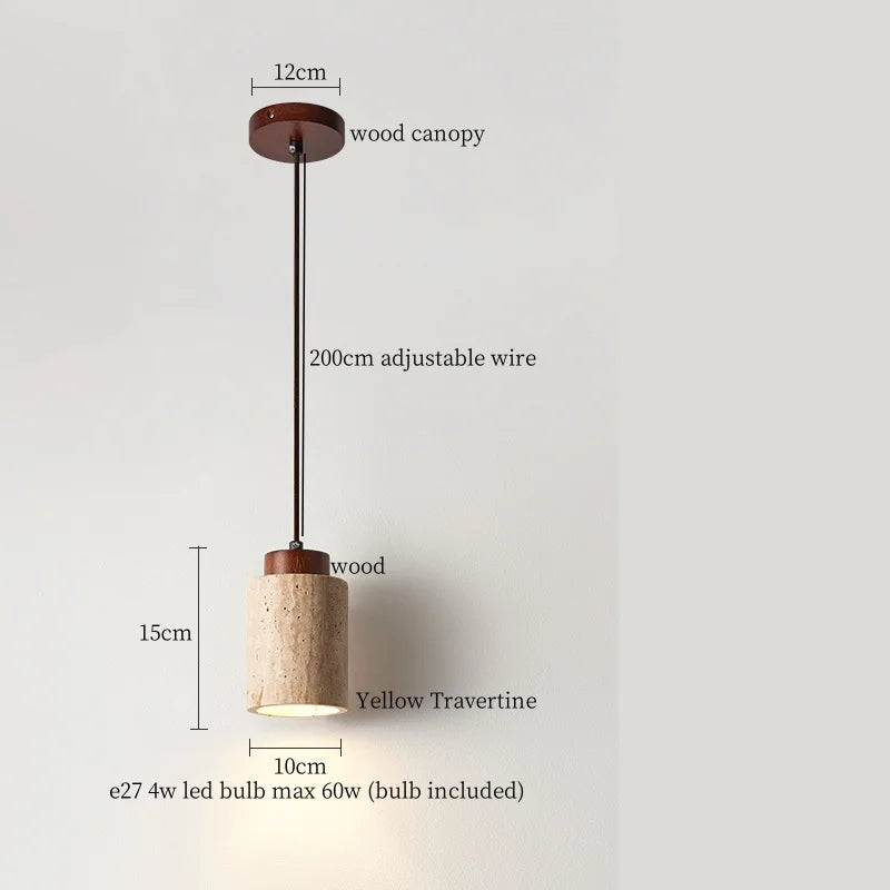 Afralia™ LED Hanging Lamps Yellow Travertine Pendant Lighting for Bedroom Living Dining Room