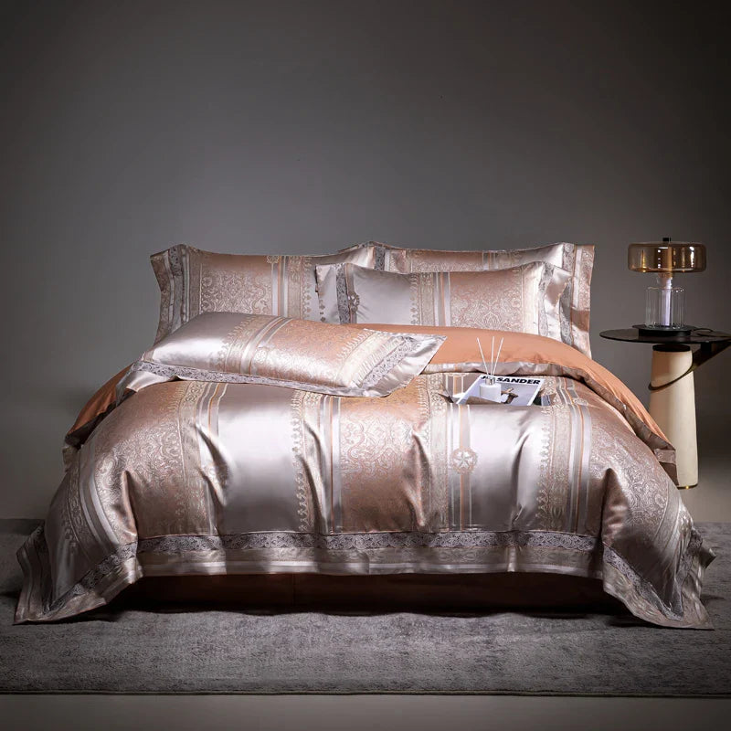 Afralia™ Damask Jacquard Egyptian Cotton Luxury Bedding Set