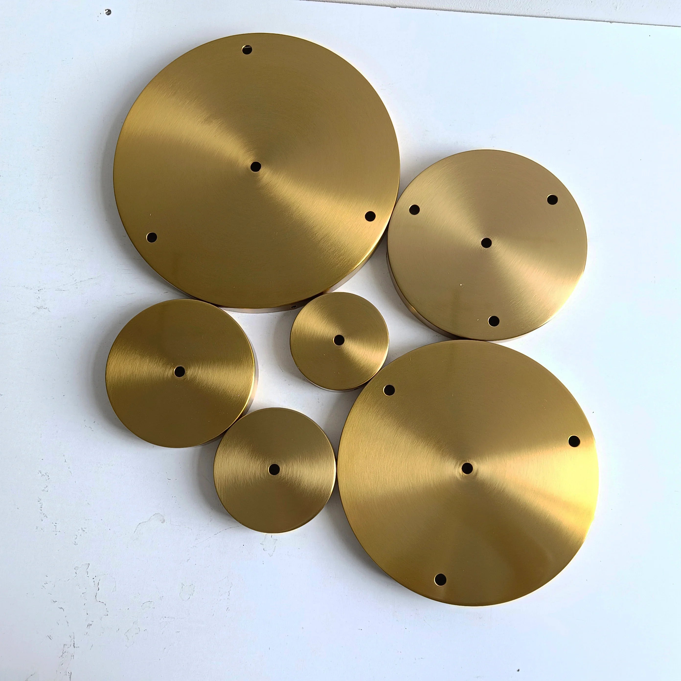 Afralia™ Brass Ceiling Plate Iron Pendant Lamp Bases - DIY Round Chassis Kit