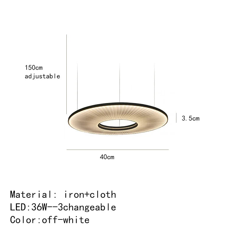Afralia™ Dix Iris Pendant Light Fabric Round Ring Aesthetics Art Decor Light