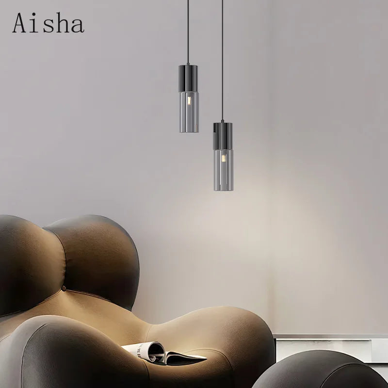 Afralia™ Minimalist Glass Pendant LED Lamp for Bedroom, Restaurant, and Balcony Lighting