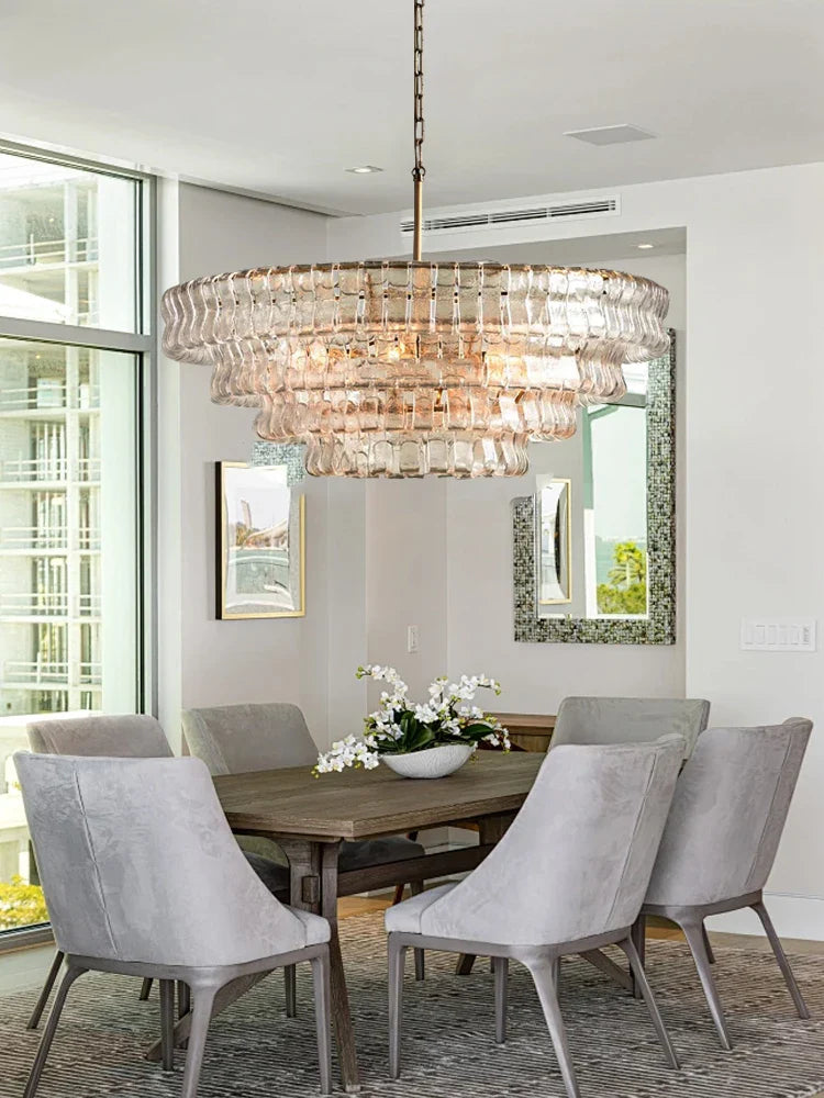 Afralia™ Brown Glass Chandelier for Dining & Living Room, Classic Vintage Suspension Lamps