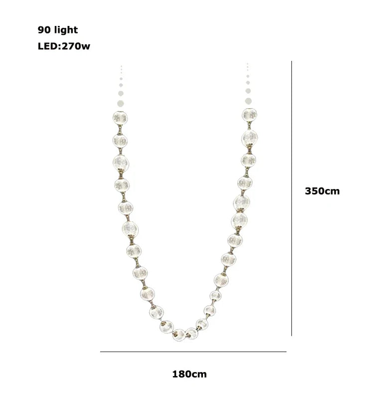 Afralia™ Pearl Necklace Design LED Chandelier for Dining Room Staircase Decor