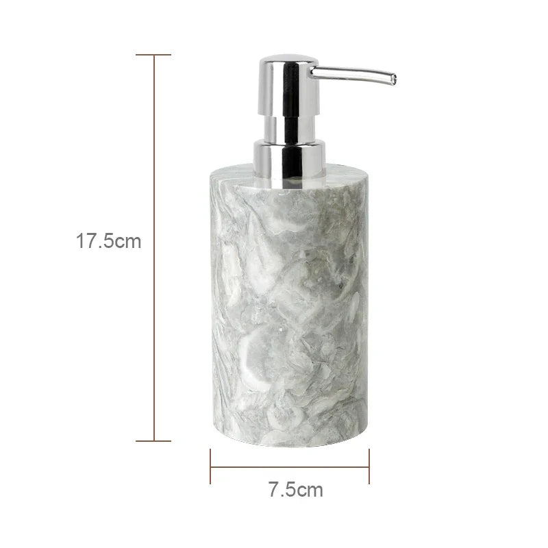 Afralia™ Marble Bathroom Accessories Set - Soap Dispenser, Toothbrush Holder, Cup, Toilet Brush