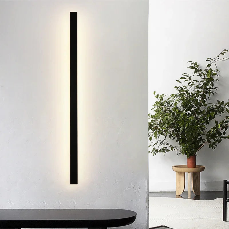 Afralia™ Minimalist Line Wall Lamp for Bedroom Headboard Hallway Creative Strip Light