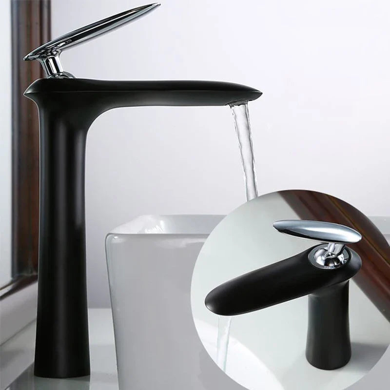 Afralia™ Black & White Brass Bathroom Faucet with Single Lever Control