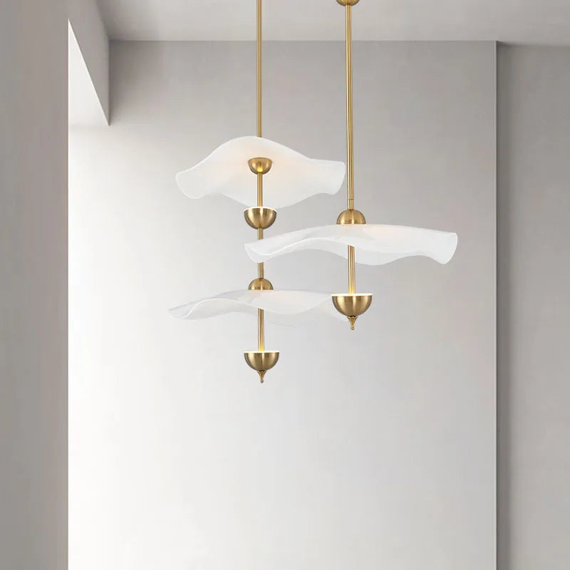 Afralia™ Lotus Leaf Pendant Lamp - Gold Metal Art Deco Lighting for Home, Restaurant, Shop