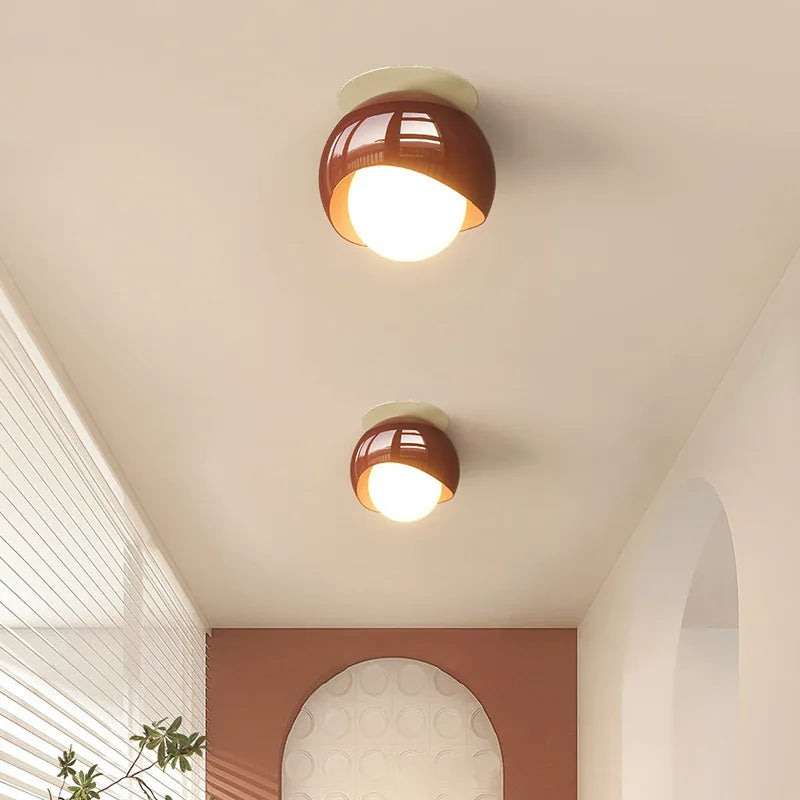 Afralia™ Glass Iron LED Ceiling Lamp Light Fixtures Modern Home Decoration