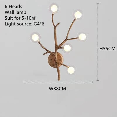 Resin Tree Branch Chandelier G4 Bubble Pendant Light by Afralia™ - Retro Glass Hanging Lamp