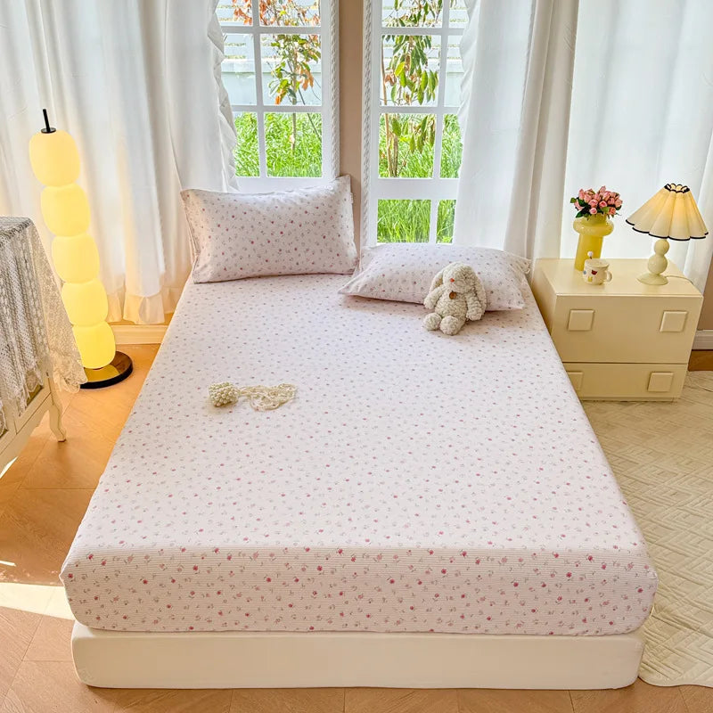 Afralia™ Queen Double Fitted Bed Sheet Coarse Cloth Mattress Cover - High-Quality Print