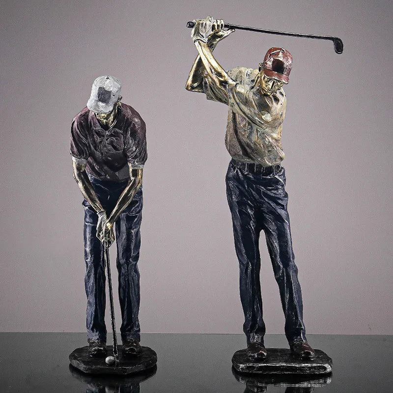 Afralia™ Golf Figure: Vintage Golfer Resin Statue for Home & Office Decor