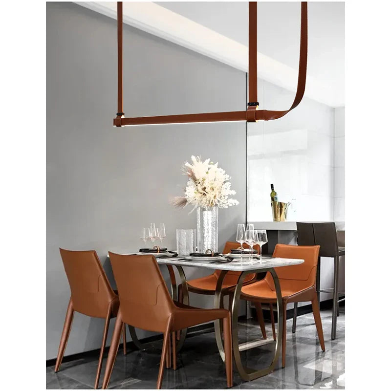 Afralia™ Minimalist Leather Pendant Lamp for Restaurants, Bars, and Tea Rooms