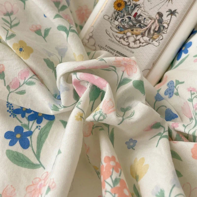 Afralia™ Romantic Floral Print Bedding Set with Lace – Gentle & Comfortable Bedclothes for Girls