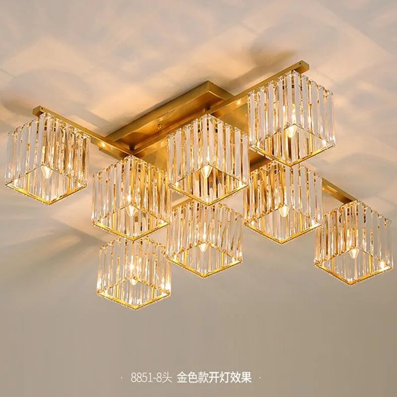 Afralia™ Square Crystal Ceiling Lamp: Modern Lighting for Living Room