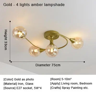 Afralia™ Glass Nordic Ceiling Chandelier for Home Decor Lighting