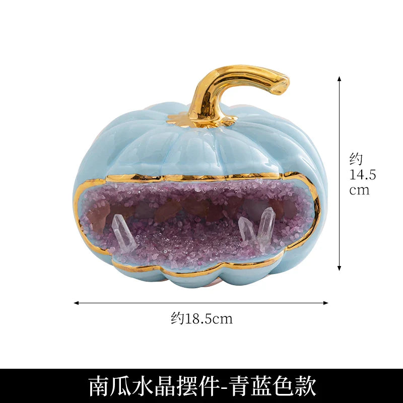Afralia™ Crystal Pumpkin Sculpture Jewelry Storage Box & Home Decor