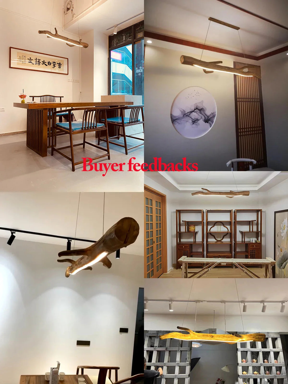Afralia™ Resin Branches Pendant Lights - Simulated Wood Color, Indoor Decor Lighting