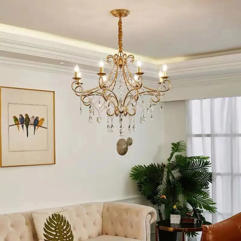 Afralia™ Iron Crystal Chandelier: Modern Luxury Industrial Style for Home Living/Dining Room