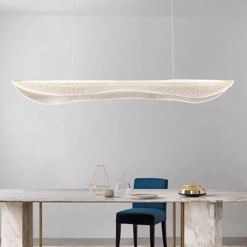 Afralia™ Long Curve LED Chandelier for Living Room Dining Office Decor