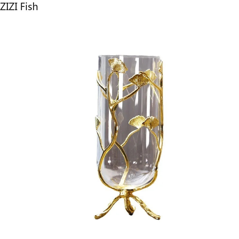 Afralia™ Ginkgo Leaf Glass Vase Hydroponic Flower Pots Modern Desk Decoration