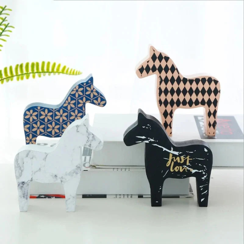 Afralia™ Wooden Horse Figurine Child Toy Gift Home Decoration Ornament