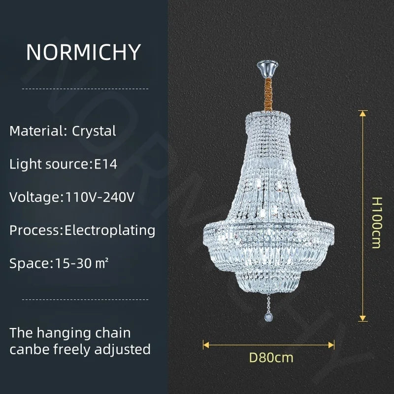 Afralia™ European Style Chrome Chandelier for Luxury Living Room, Staircase, Hotel Lobby & Villa.