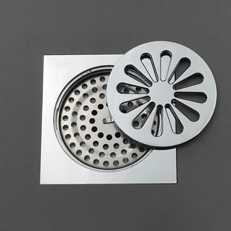 Afralia™ Brass Square Shower Floor Drain for Kitchen and Bathroom, Insect-proof and Odor-proof