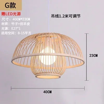 Afralia™ Bamboo Ceiling Chandelier for Home Garden Restaurant Bedroom Study Decoration Lamps
