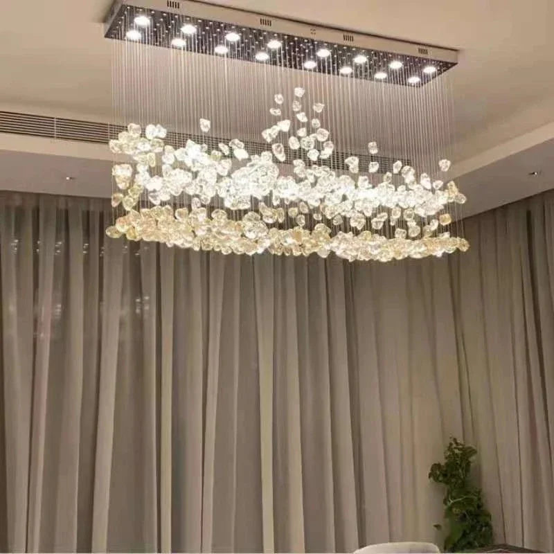 Afralia™ Stone Crystal LED Chandelier: Modern Luxury Lighting Fixture for Living Room Decor