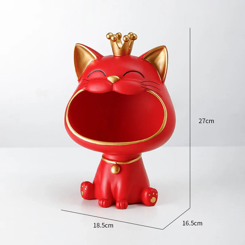 Afralia™ Lucky Cat Sculpture: Modern Table Decoration & Storage Box Ornament