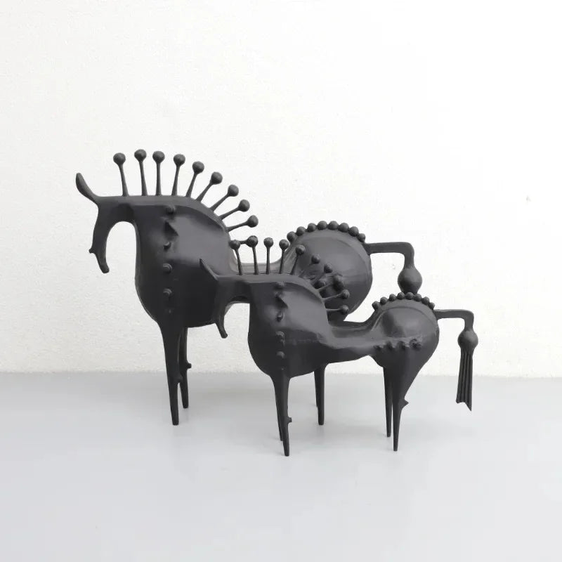 Afralia™ Metal Horse Statue: Abstract Ornament for Modern Home Decor, Bookshelf, Living Room