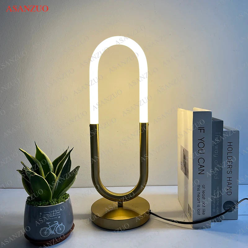 Afralia™ LED U Shape Table Lamp for Bedroom Study Art Decor