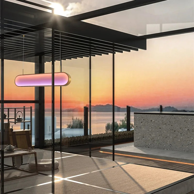 Afralia™ LED Sunset Chandelier: Remote Control Color Atmosphere Lighting Fixtures