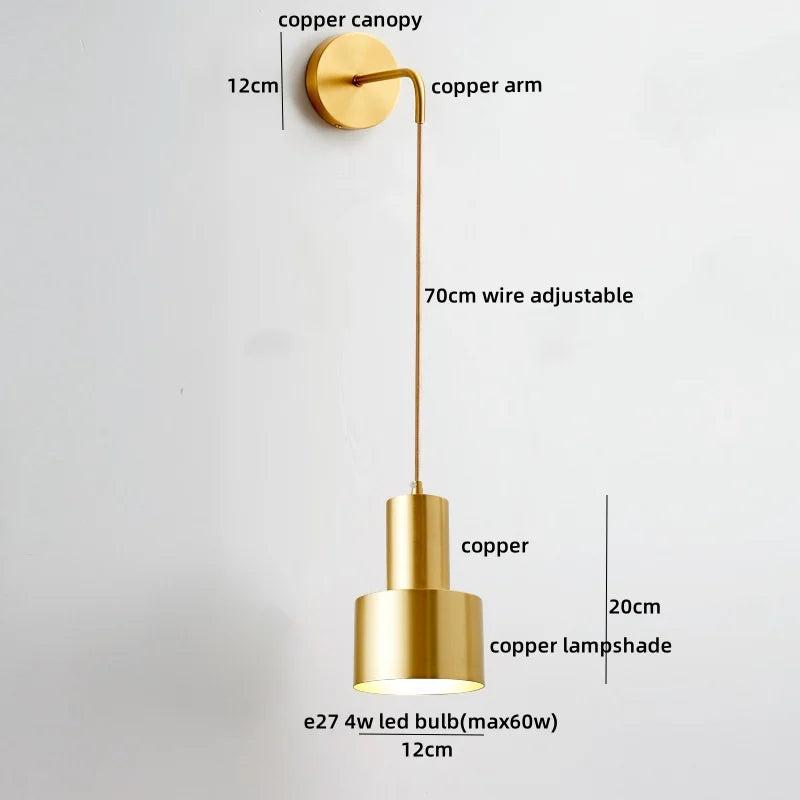 Afralia™ Modern Wood Copper LED Wall Sconce for Living Room Corridor Bar Bathroom