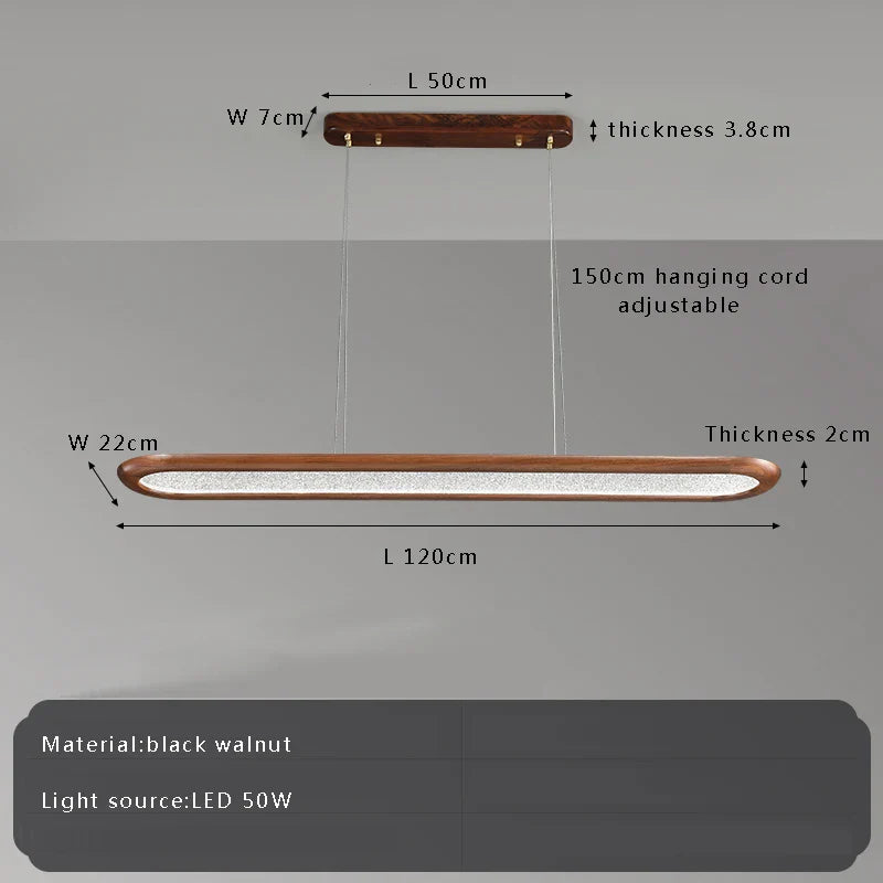 Afralia™ Black Walnut Wooden Ceiling Chandelier LED Pendant Lamp for Modern Home Decor