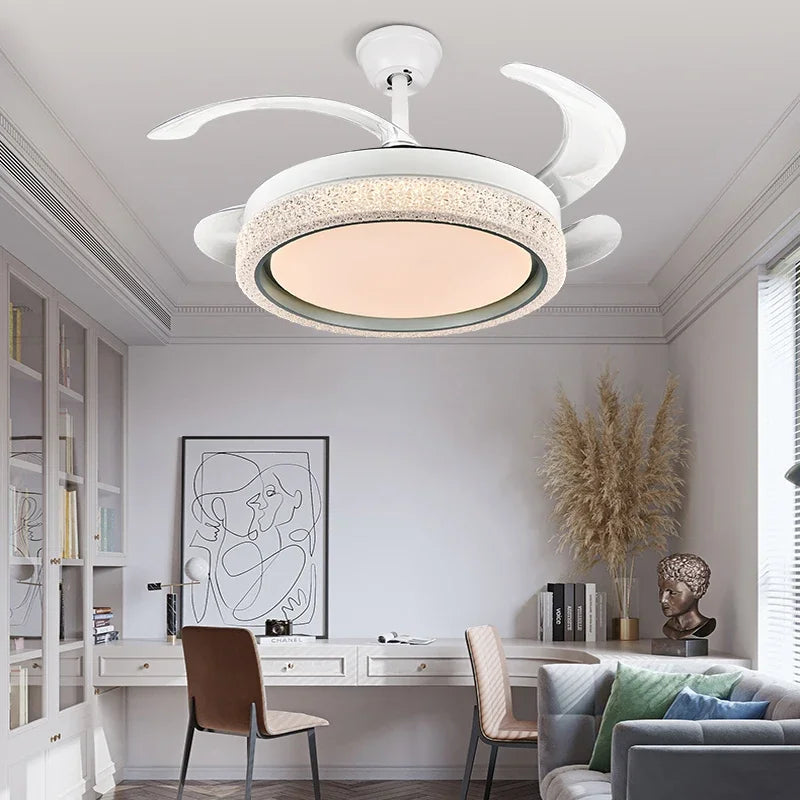 Afralia™ LED Ceiling Fan Light Remote Control, Small Decorative Fan for Home, Bedroom, Dining Room