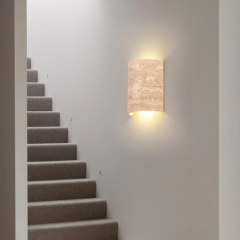 Afralia™ Yellow Travertine LED Wall Light Sconces for Living Room Home Decor