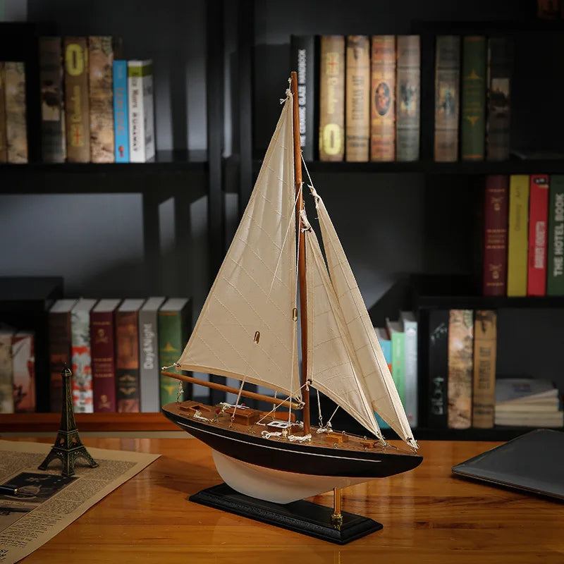 Afralia™ Wooden Sailboat Decoration, Modern Handmade Model, Pirate Ship Decor, High-grade Wood Crafts