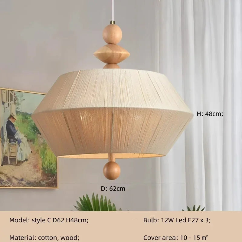 Afralia™ Wabi Sabi Cotton Thread Pendant Chandelier LED Ceiling Light